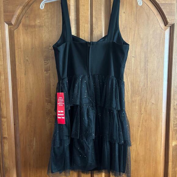 Cocktail evening DATE NIGHT dress by Crystal Doll layer glitter sequin tulle M - Picture 3 of 16